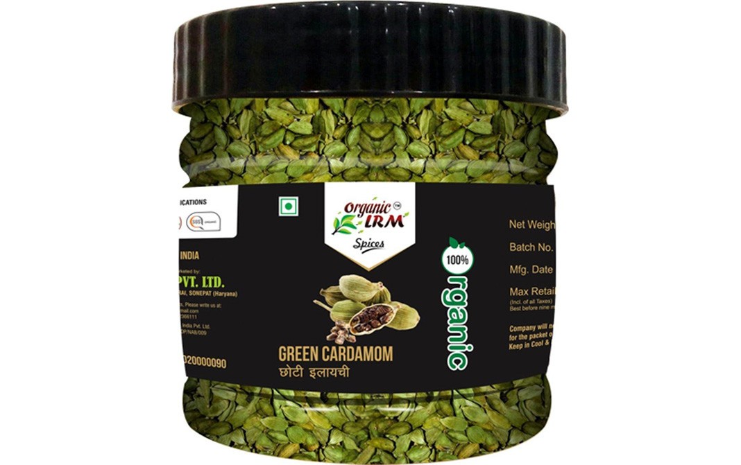 Organic LRM Green Cardamon    Glass Jar  50 grams